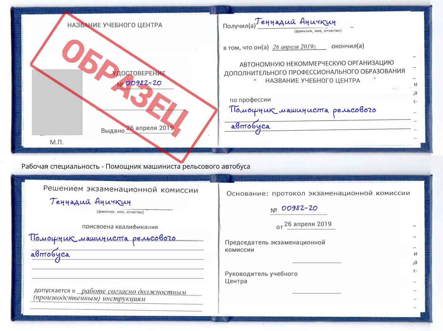 Помощник машиниста рельсового автобуса Дзержинский