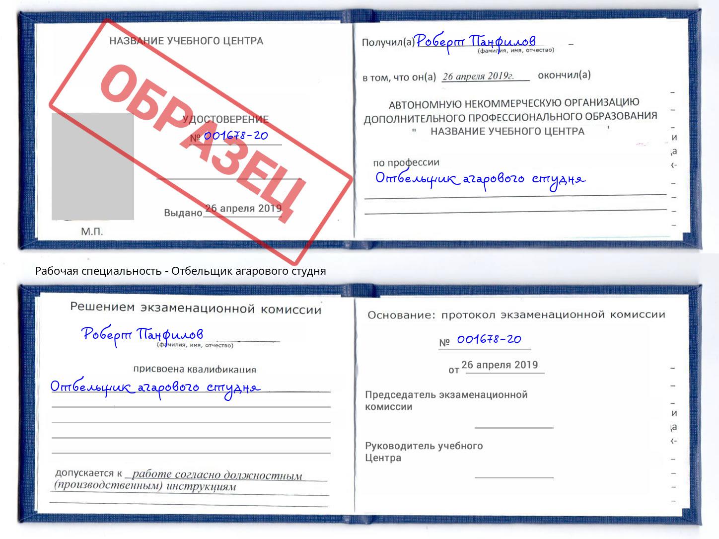 Отбельщик агарового студня Дзержинский