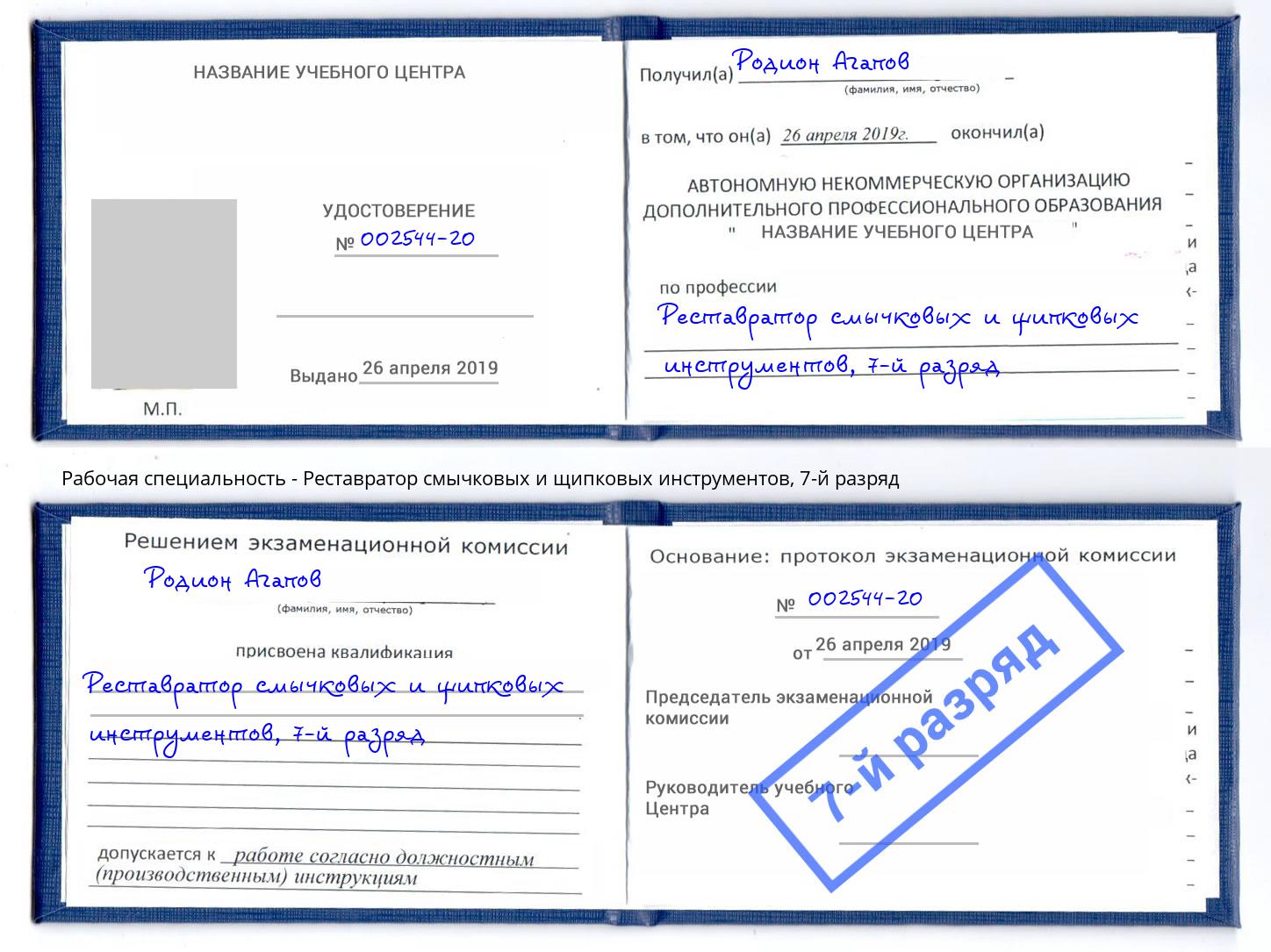 корочка 7-й разряд Реставратор смычковых и щипковых инструментов Дзержинский